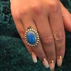 Signed Sterling Silver Lapis Lazuli Ring